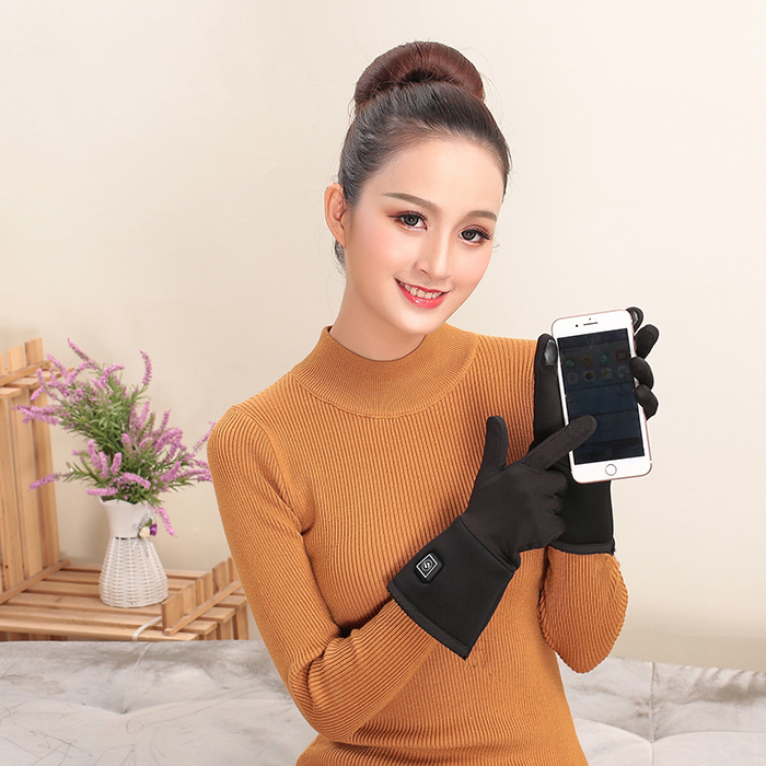 薄款充电电热保暖骑行滑雪手套摩托车加热手套发热暖手宝冬男女款黑色