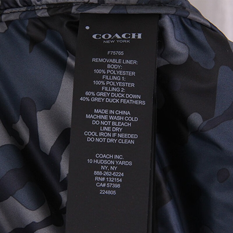 coach蔻驰羽绒服男士大衣秋冬保暖鸭绒羽绒服加厚黑色皮毛一体秋冬