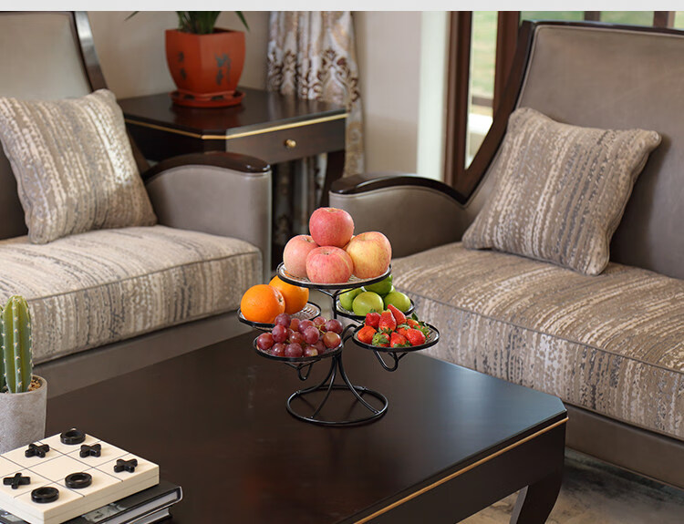 水果盘网红水果盘客厅创意家用果盘茶几糖果盘欧式多层拼盘北欧风格