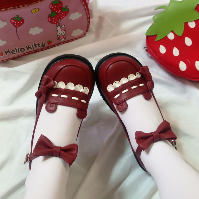 (现货速发)萌卡酱lolita波波熊日系平底娃娃鞋圆头可爱少女学生单鞋3