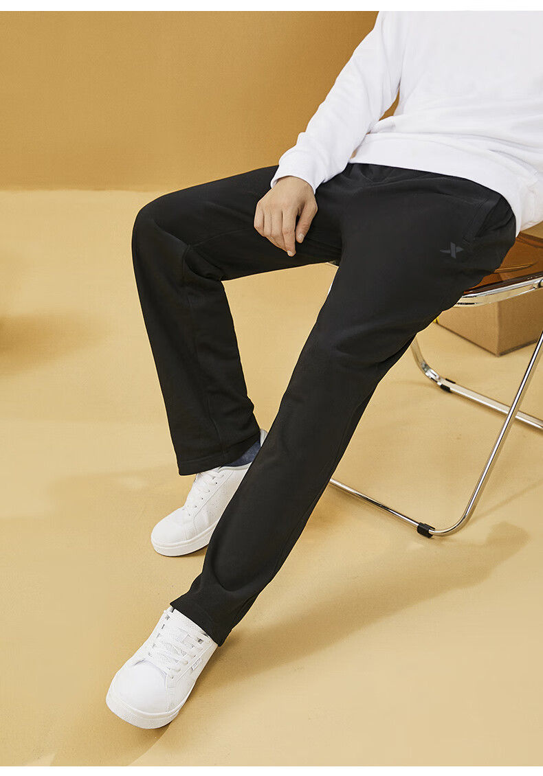 特步运动裤男长裤直筒宽松平口阔腿裤冬季新款潮流加厚保暖男士透气