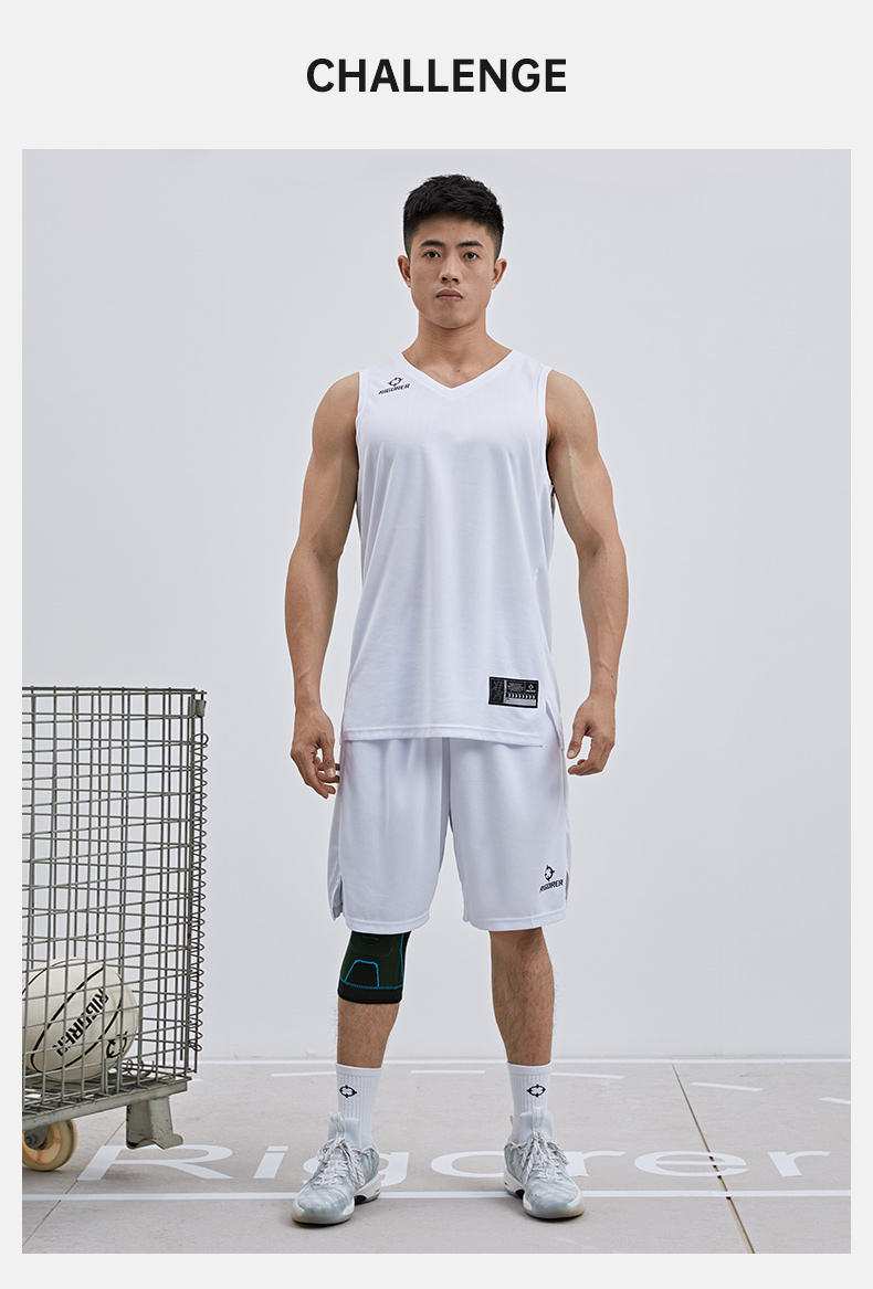 准者运动套装夏季新款排汗透气标准训练比赛专用篮球服定制套装智能蓝