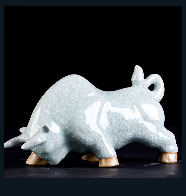 品质好物景德镇陶瓷器花瓶钧瓷窑变仿古牛摆件家居室内办公室书房酒柜