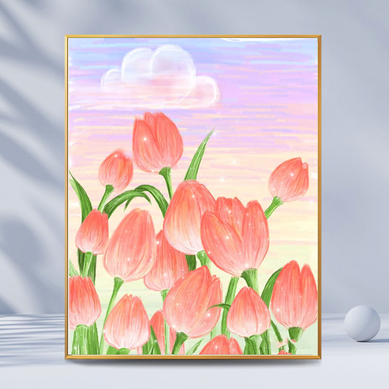 数字油画定制创意 数字油画diy填充油彩画手工填色涂色丙烯画减压夏日