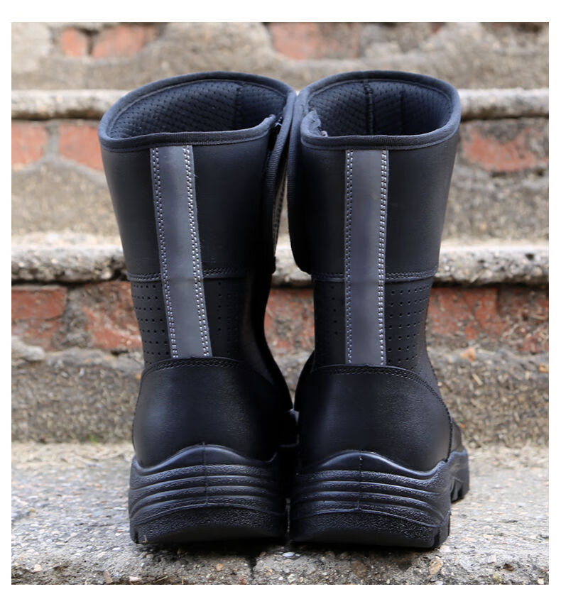 摩托骑行鞋男防滑透气越野靴赛车铁骑士靴执勤厚加绒羊毛机车皮靴黑色