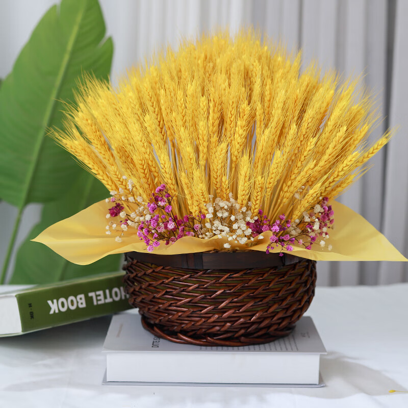黄金麦穗花瓶天然麦穗开业大麦花篮干花花束客厅摆件装饰布置拍摄道具