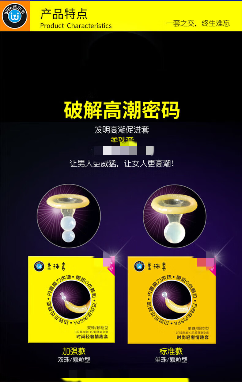 避孕套byt保险套威尔乐柔珠安全套套单珠双珠颗粒加长狼牙套0.