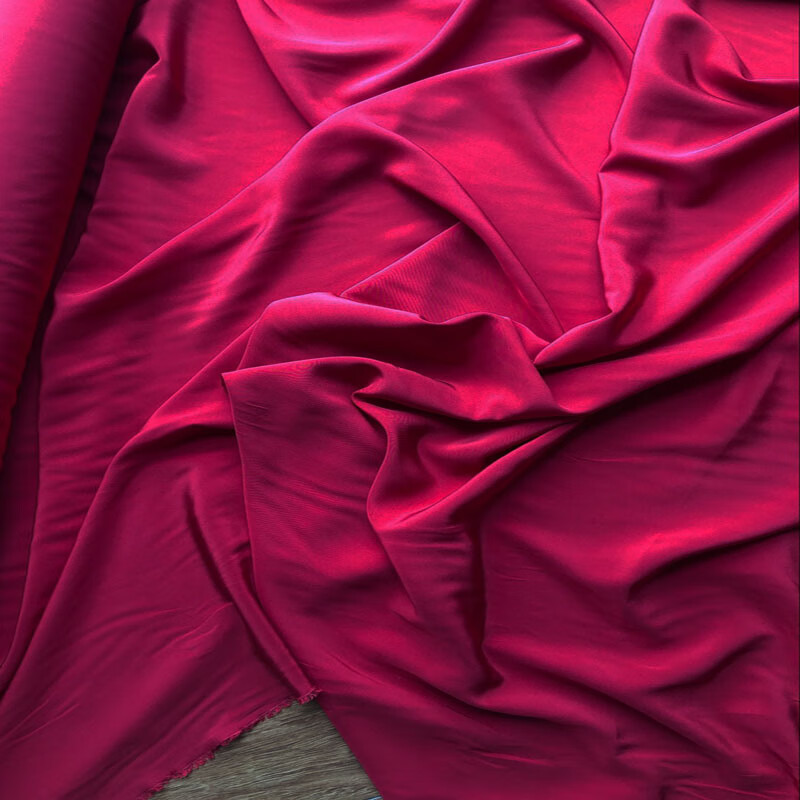 贝兰蓓儿 重磅真丝桑蚕丝双绉面料绸弹力缎布料面料 20姆米蓝花弹力缎