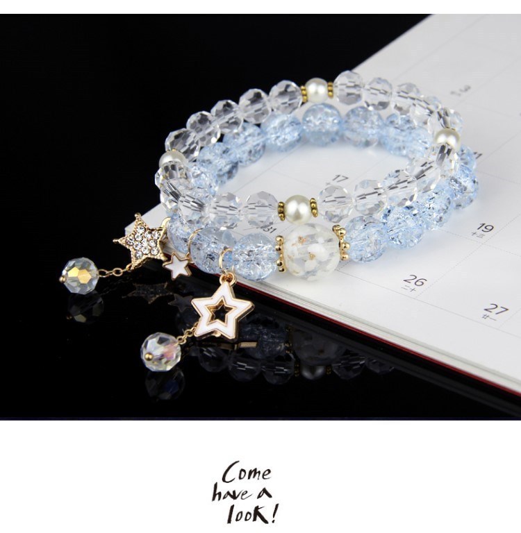 儿童手链女闺蜜十二星座简约公主童手环小学生搭女孩小孩个性 粉爆石