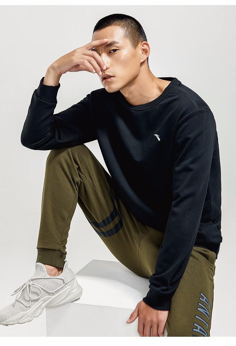 安踏卫衣男装2021年春季张继科同款休闲针织运动服上衣男士长袖t恤5