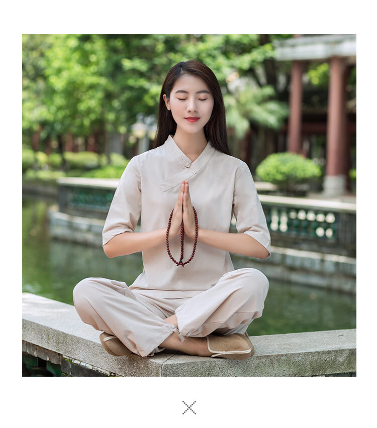 居士服拜佛打坐服女佛系禅服女套装海青衣女装定制禅修服女中国风禅意