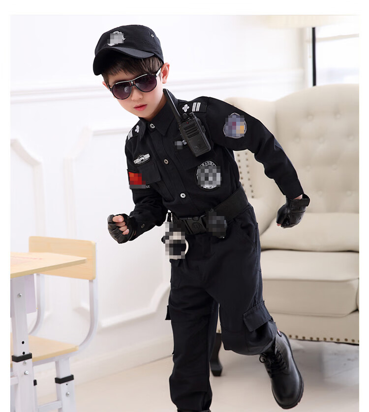 儿童警装军装女3岁秋季警1服装1备警察服特种兵套装小军人男童服装小