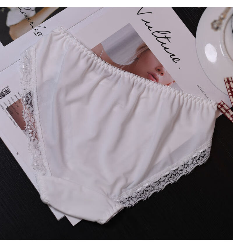 12条日系甜美蕾丝内裤女冰丝女生韩版女内裤女士低腰式短裤学生二条装
