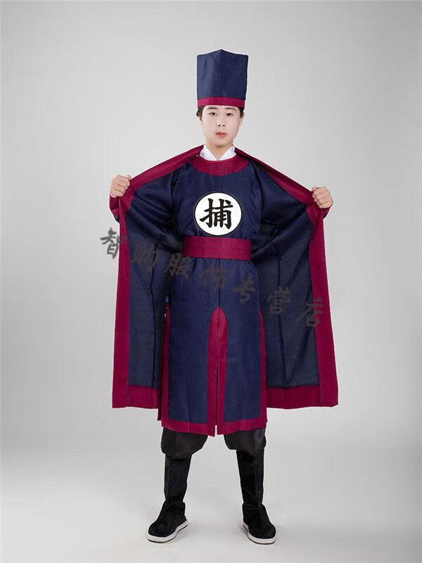 侍卫衙役服装衙门捕头服装捕快服装表演穿的古装大码 捕头帽子白领