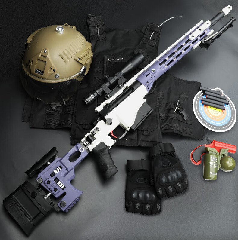 awm软弹枪男孩成人吃鸡模型玩具枪msr沙色尼龙支架镜40发软弹5颗弹壳