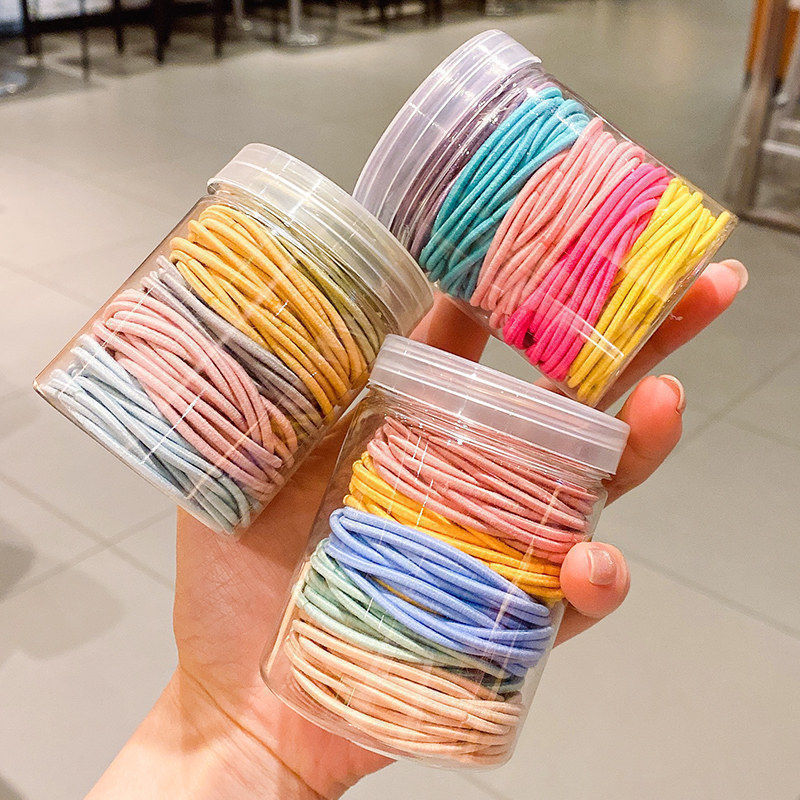 弥俏100根皮筋罐装基础发圈高弹力皮筋ins风成人小仙女高颜值日韩百搭