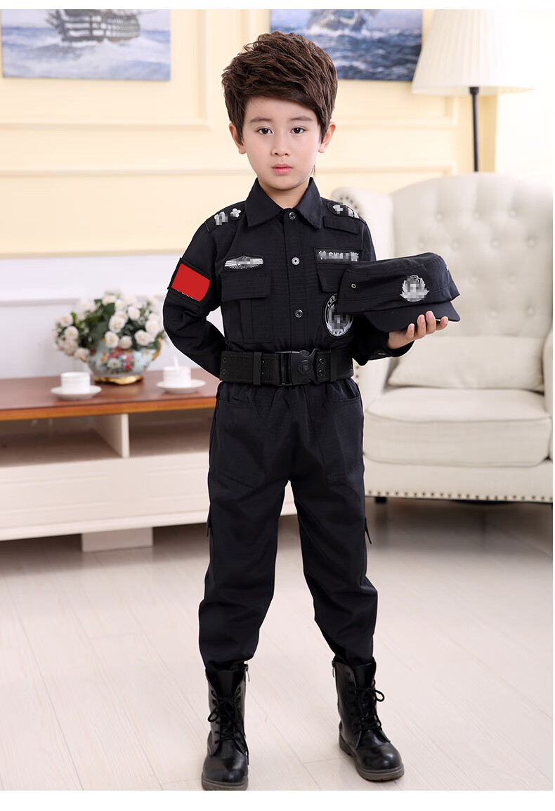 萌夫元旦节儿童小警察表演服cos衣服警官演出服套装六一万圣节敬察服