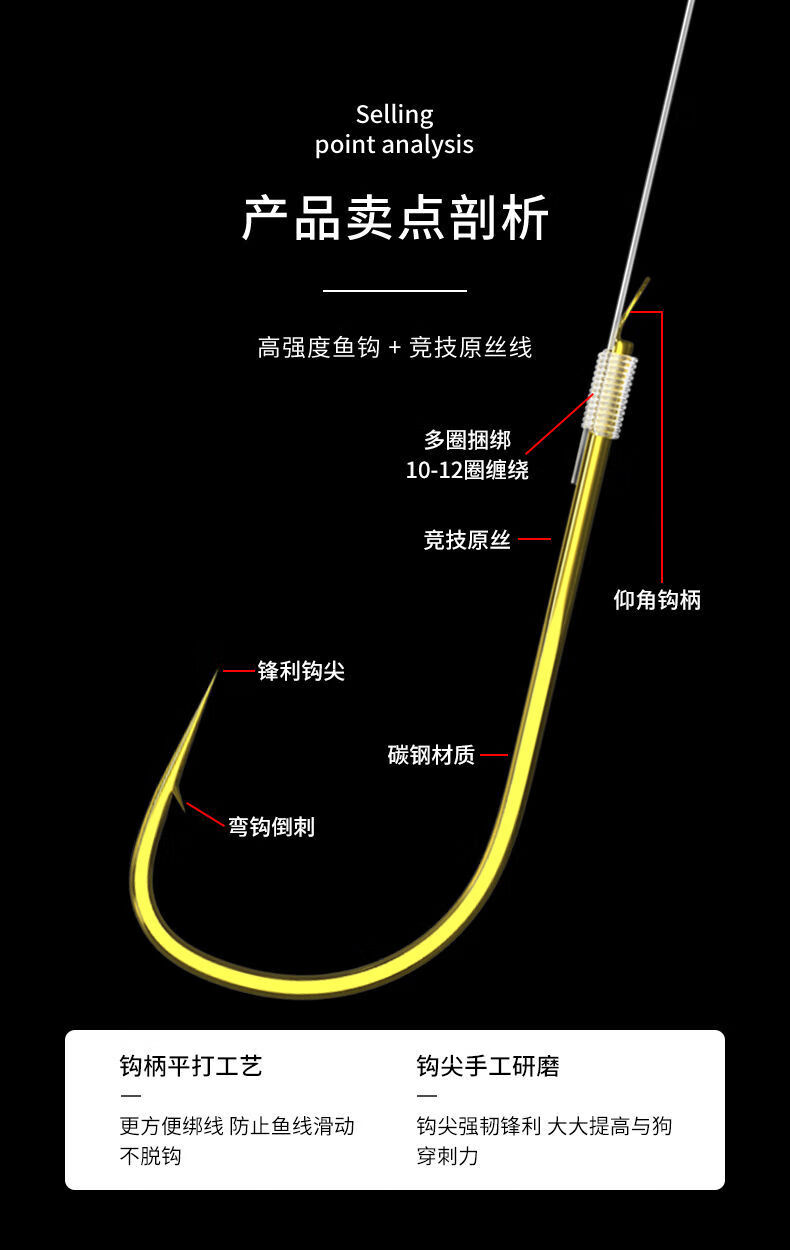 草木犀魚鉤綁好子線雙鉤成品套裝釣魚袖鉤全套伊勢尼伊豆金袖漁具鯽魚