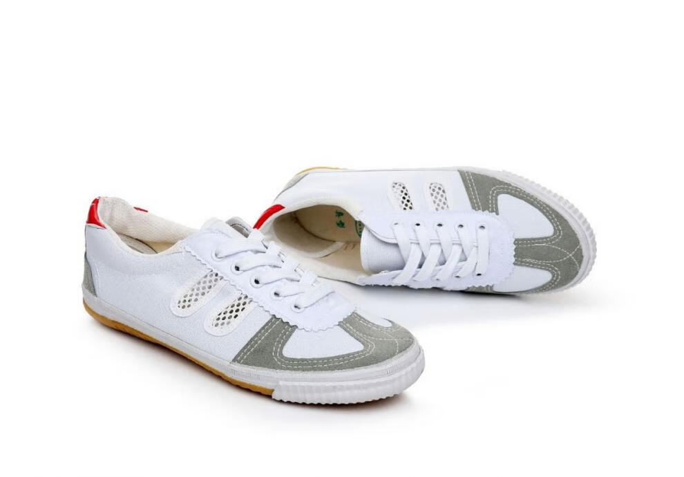 春夏排球鞋白色帆布鞋武术训练鞋晨练鞋男女学生布鞋球鞋胶鞋排球网眼