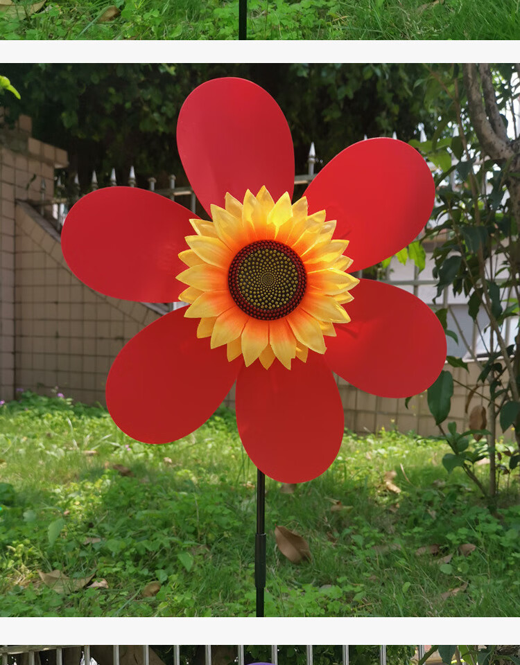 火有水 新款儿童幼儿园地摊玩具塑料户外装饰向日葵太阳花传统大风车