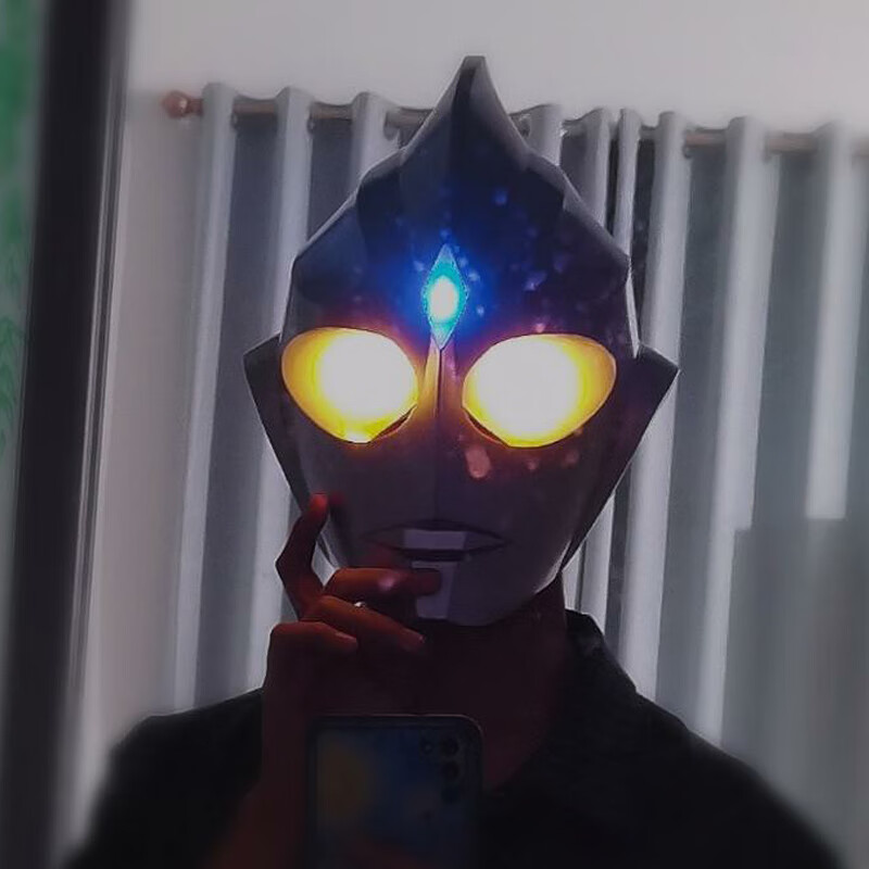 奥特曼头盔cosplay迪迦头套发光面具儿童万圣节搞笑恶搞可穿戴男定制
