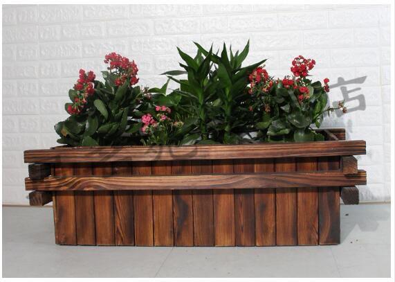 防腐木花盆长方形工程花箱种植箱实木花箱定制户外方形绿化花箱纯松木