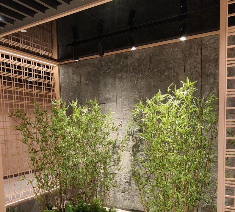 仿真竹子隔断屏风假竹子盆景细水毛竹绿植客厅酒店装饰竹叶假竹竿高2
