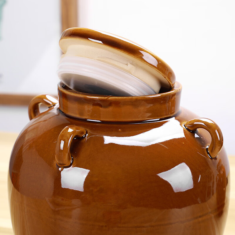 家用陶瓷罐储物茶叶罐泡菜坛子储油罐土陶罐子中小号