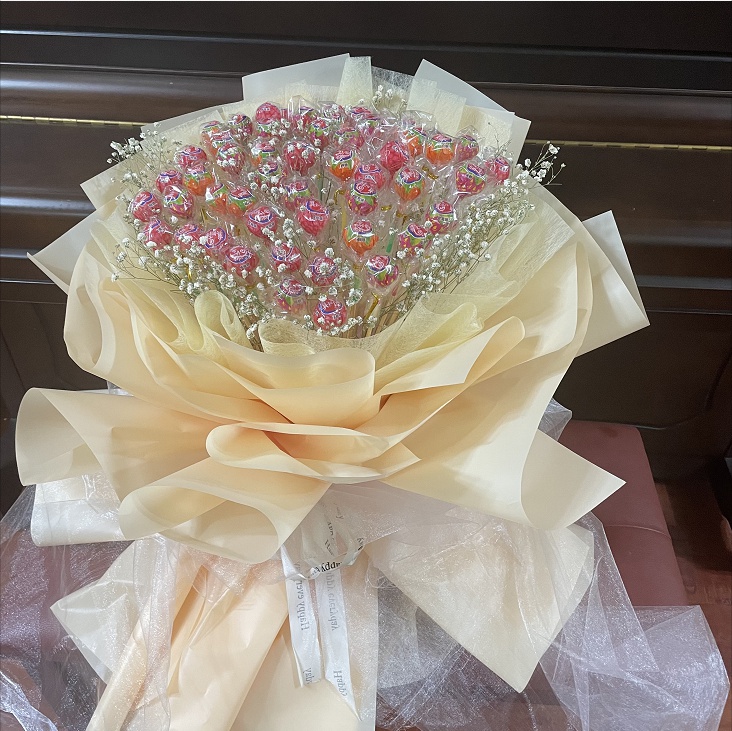 花束成品 男女朋友闺蜜生日 求婚表白花礼物 神秘爱情:52颗棒棒糖花束