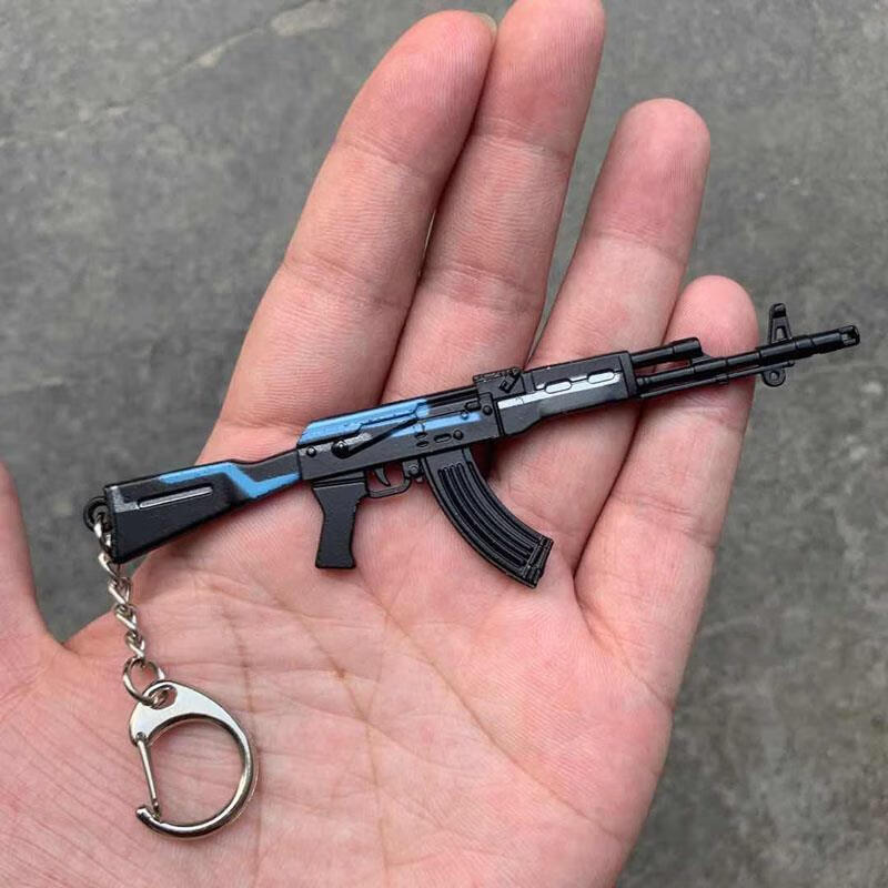 儒靓新品ak47合金属玩具突击枪模吃鸡和平游戏周边精英钥匙扣书包挂件