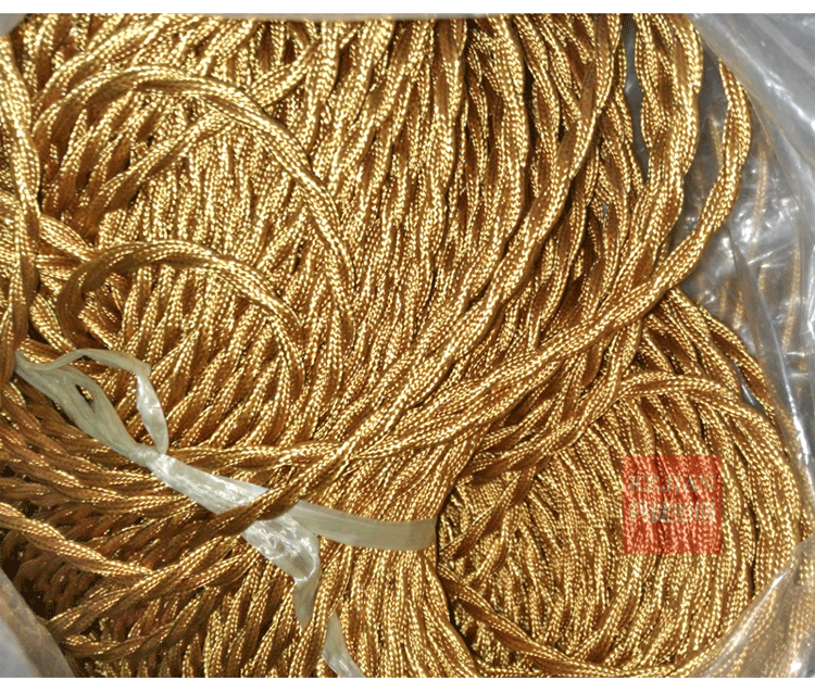 电线编织线双芯麻花电线复古吊灯电线棕色咖啡色2075全铜线芯瓷炫金色