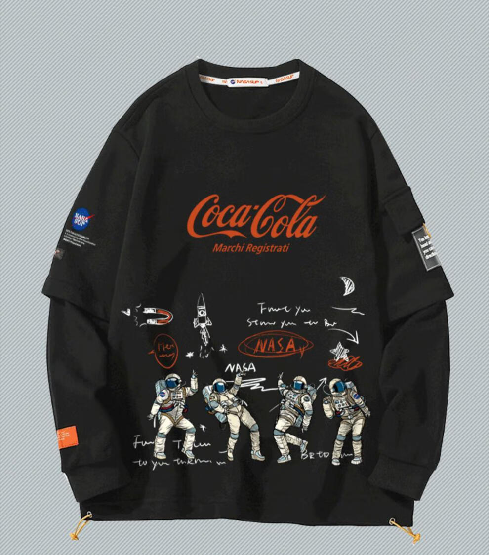 nasasup官网联名卫衣男春季年新款宽松潮百搭情侣装外套素板假两件