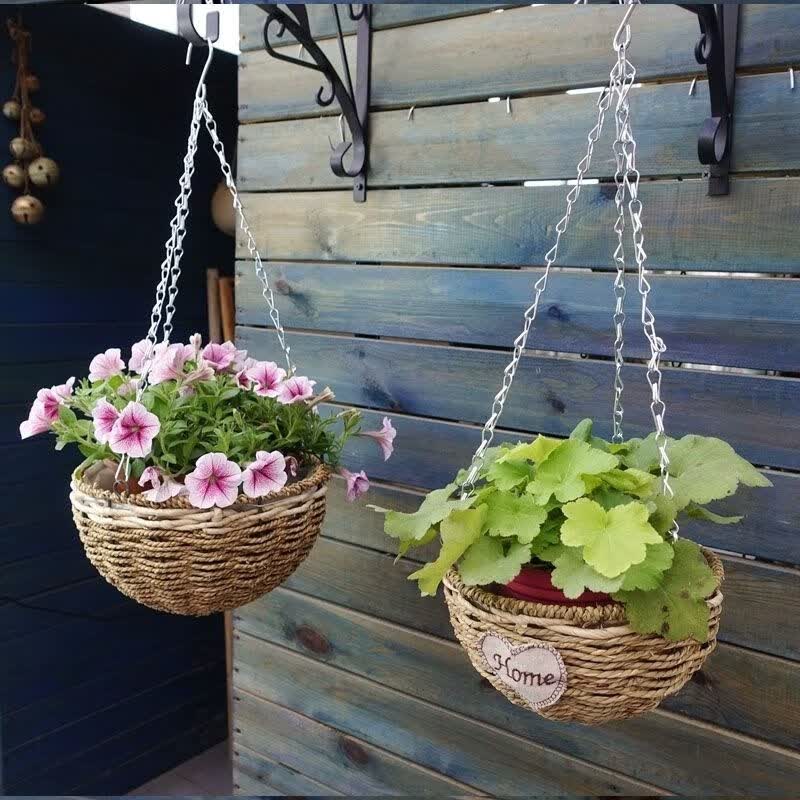 吊兰花盆草编吊兰吊篮花盆垂吊盆悬挂式花架室内外阳台绿萝盆栽挂墙式