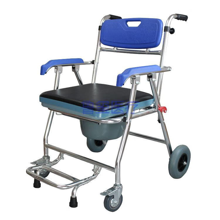 车带坐便轮椅铝合金折叠轻便小轮洗澡车淋浴室冲凉推车 多功能代步车u