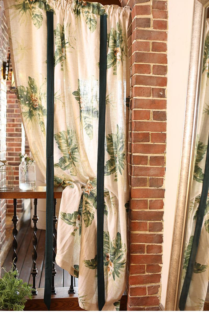 罗马帘 美式热带植物风格提拉帘窗帘橱窗帘背景帘国外窗帘系带帘罗马