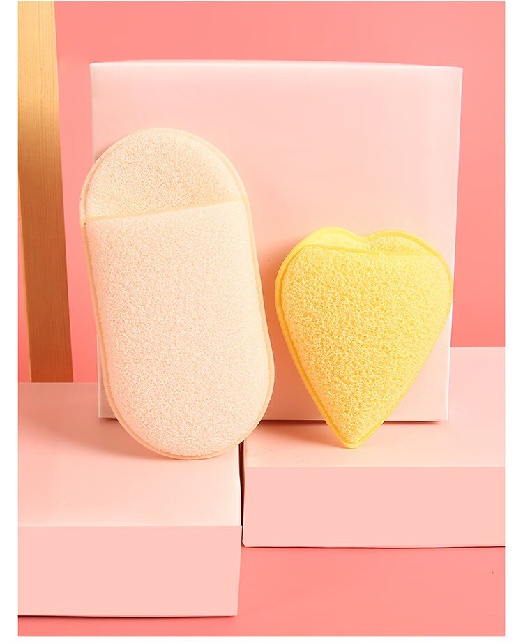 网红新品洗脸粉扑手套式心形水滴形干湿海绵洁面美妆气垫粉扑女粉色