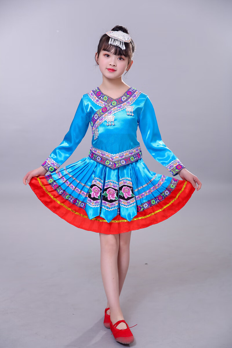 三月三儿童壮族服装少数民族男女彝族苗族表演出服幼儿土家侗瑶族的女