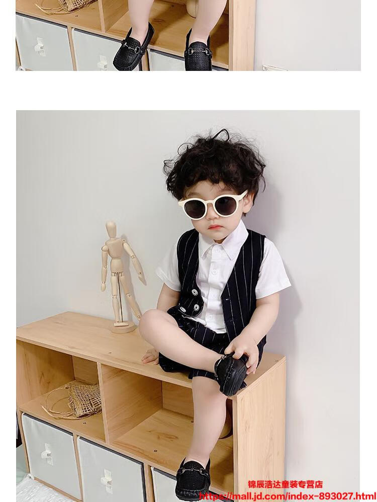 一周岁宝宝衣服男童秋装帅气婴儿生日抓周男孩绅士西装夏季套装男t白