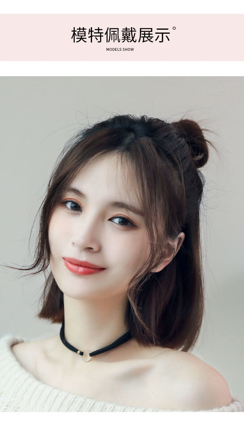 龙须刘海假发片女八字微卷两侧空气刘海女真发超自然修脸刘海假发