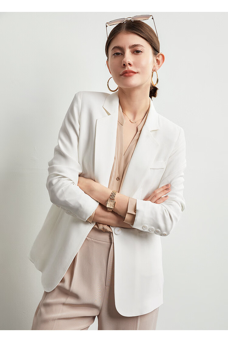隐里一粒扣收腰西装外套女春装2021新款ol职业修身小西服 黑色 m