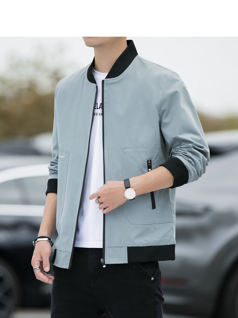 高冷姐秋季潮流外套男2021潮牌ins青少年立领痞帅印花夹克衣服黑色4xl