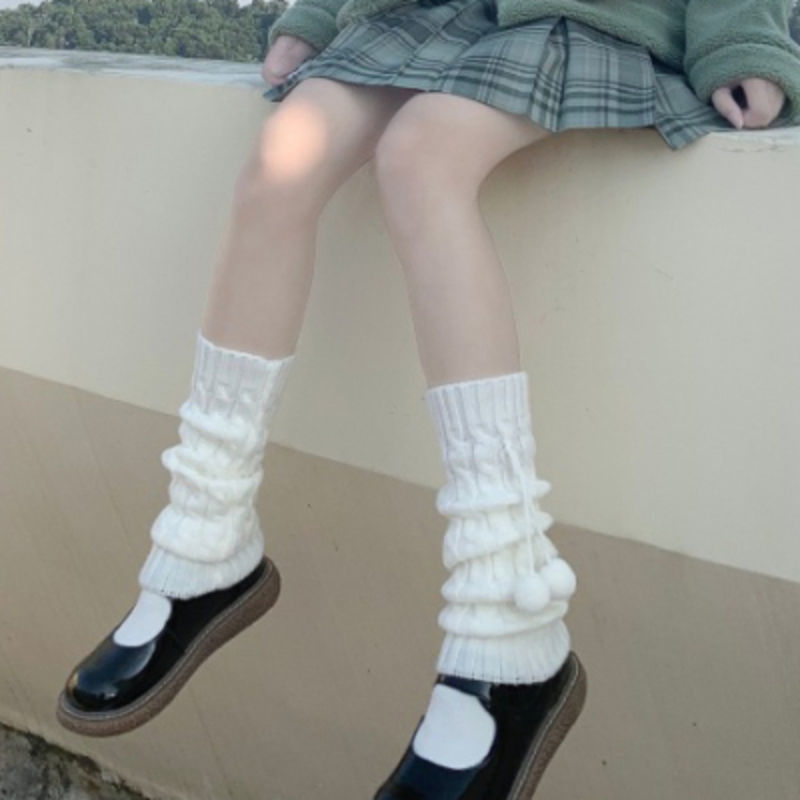 堆堆袜女日系洛丽塔毛线jk堆堆玉桂狗袜套女学生保暖中筒袜护腿套小腿