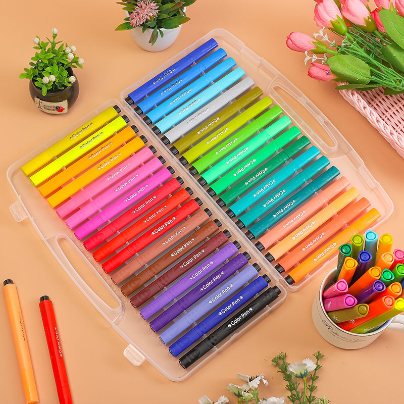 可水洗水彩笔套装幼儿园儿童小学生画画笔彩色笔绘画笔笔 36色带底座