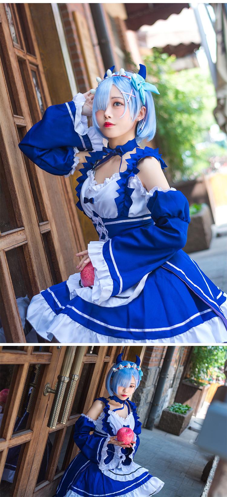 动漫女仆装从零开始的异世界蕾姆cos恶魔雷姆拉姆万圣节cosplay服万圣