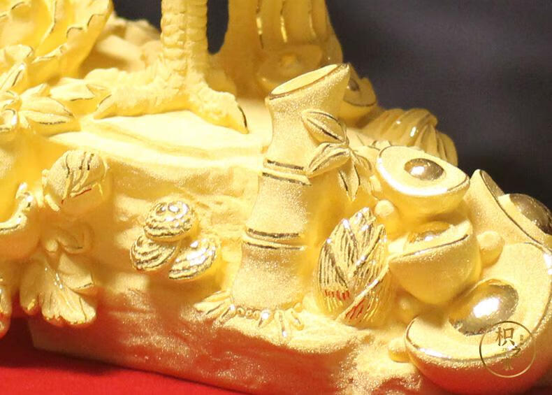 枳之家 客厅装饰搬新家绒沙金 十二生肖富贵金鸡生日礼物办公室品工艺