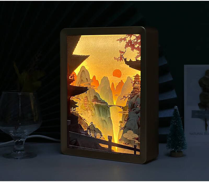 创意文创礼品公司活动礼物桌面相框灯卧室小夜灯摆件3d立体纸雕灯