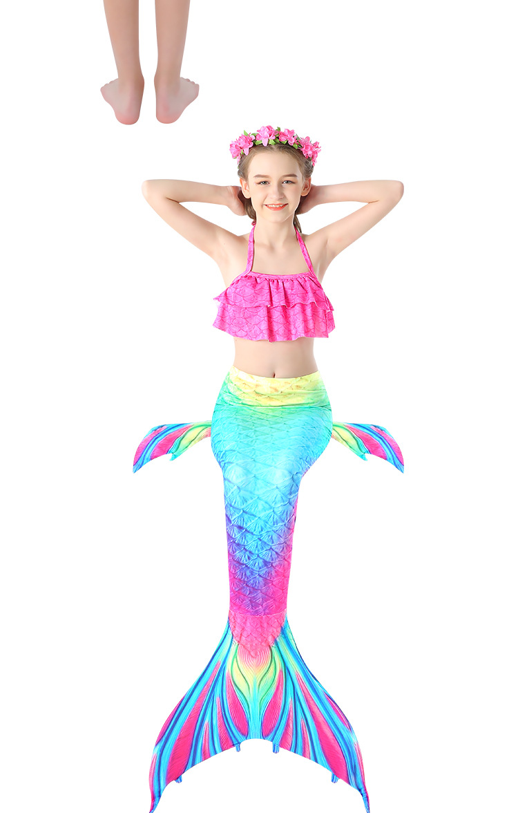 美人鱼尾巴儿童泳衣套装女童美人鱼衣服公主裙游泳装女孩海滩分体