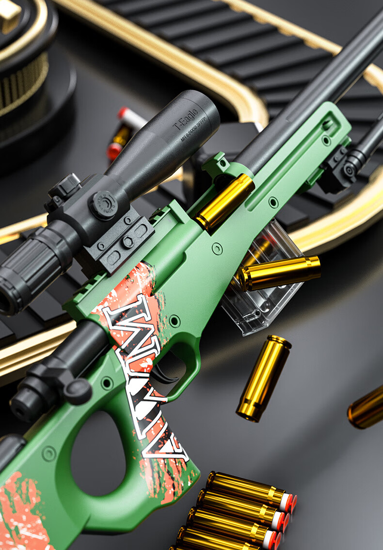 小孩玩具枪 awm儿童玩具枪抛壳软弹枪男孩小孩抢98k吃鸡 m416黑色