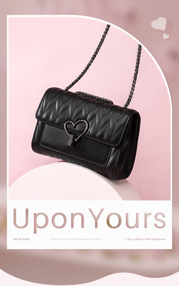 马克华菲包包女包牛皮小香风菱格单肩包腋下爱心斜跨小方包送老婆女