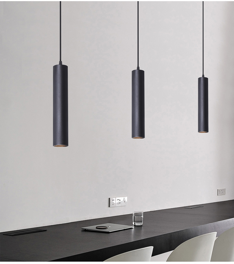 明装射灯吊线筒灯吧台前台火锅店餐厅吊灯长条圆柱形长筒灯轨道灯轨道